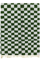 Moroccan rug Checkered - Green and White 3176