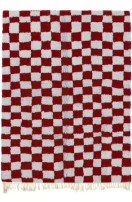 Moroccan rug Checkered - Red and White 3178