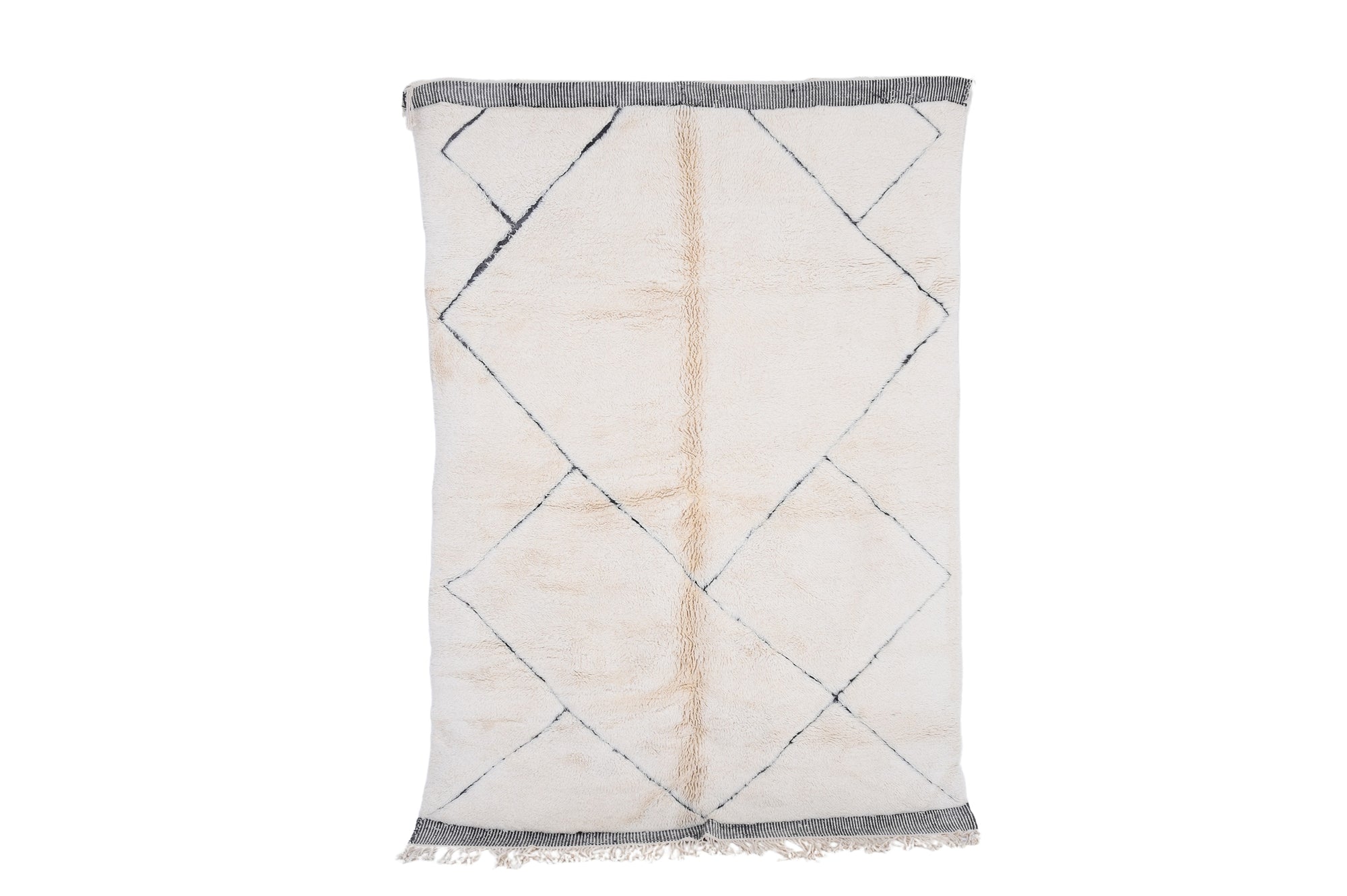 Moroccan custom rug from Beni Ourain, Wool and Thread, black and white