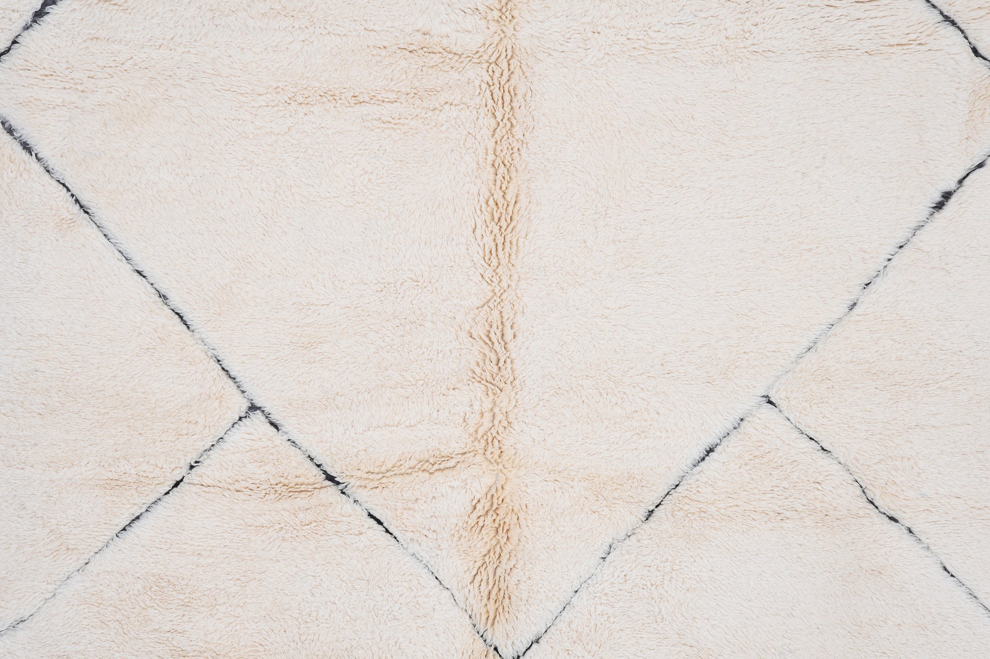 Moroccan custom rug from Beni Ourain, Wool and Thread, black and white