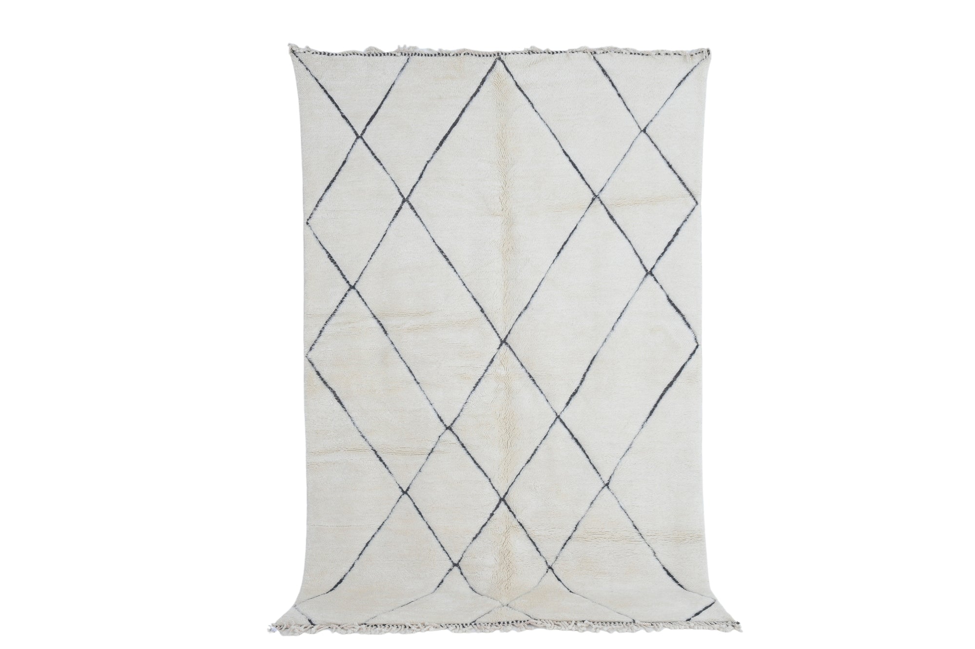 Moroccan custom rug from Beni Ourain, Wool and Thread, black and white