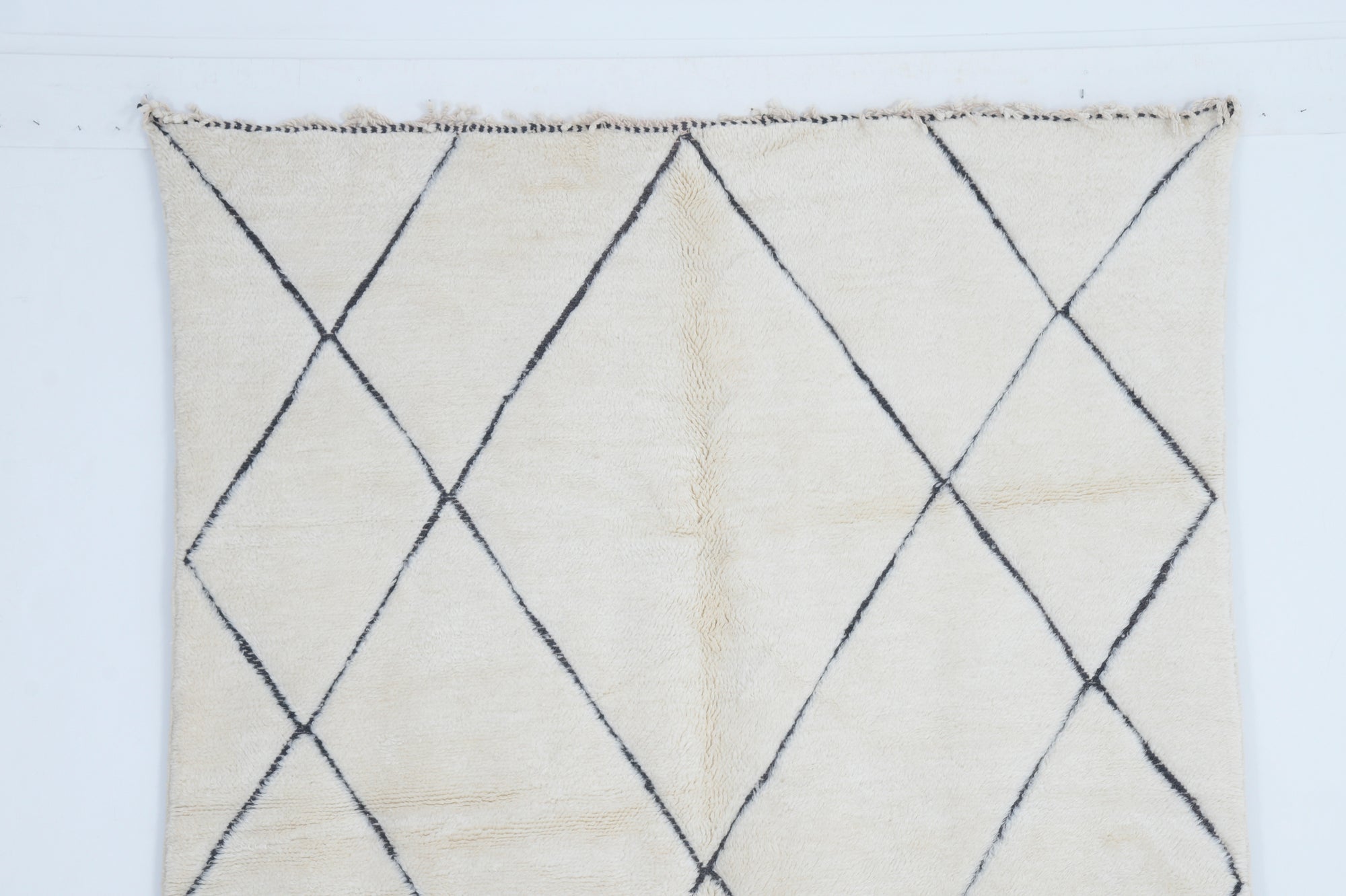 Moroccan custom rug from Beni Ourain, Wool and Thread, black and white