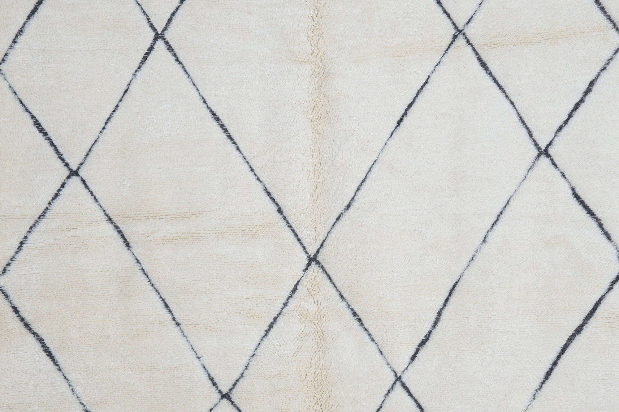 Moroccan custom rug from Beni Ourain, Wool and Thread, black and white