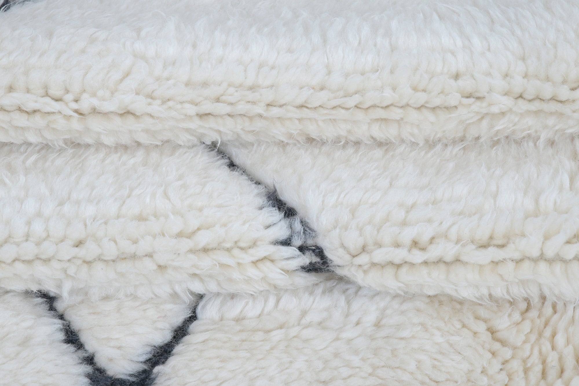 Moroccan custom rug from Beni Ourain, Wool and Thread, black and white