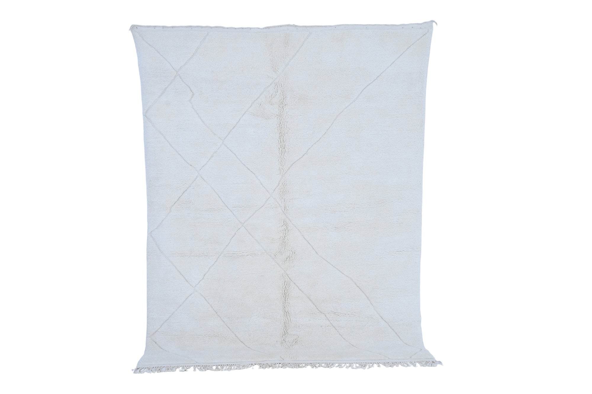 Moroccan custom rug from Beni Ourain, Wool and Thread, White