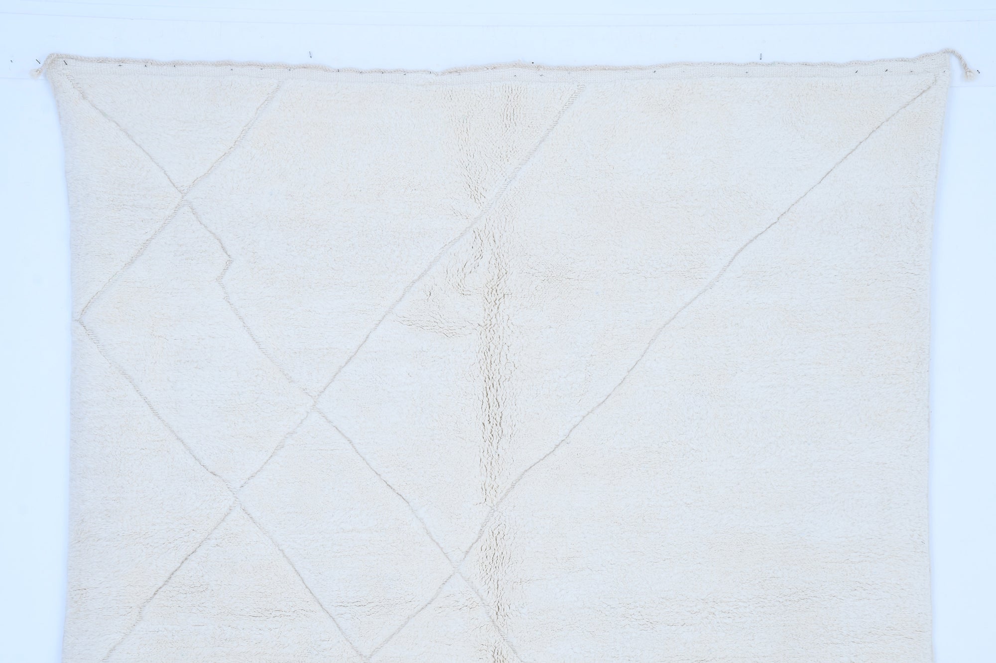 Moroccan custom rug from Beni Ourain, Wool and Thread, White