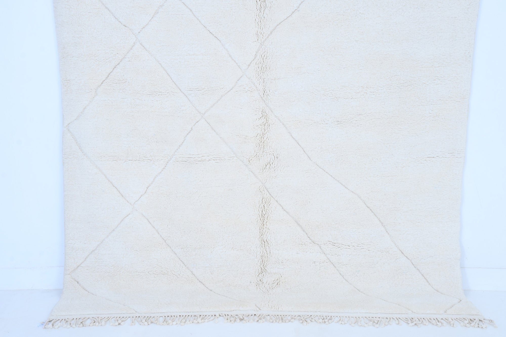 Moroccan custom rug from Beni Ourain, Wool and Thread, White
