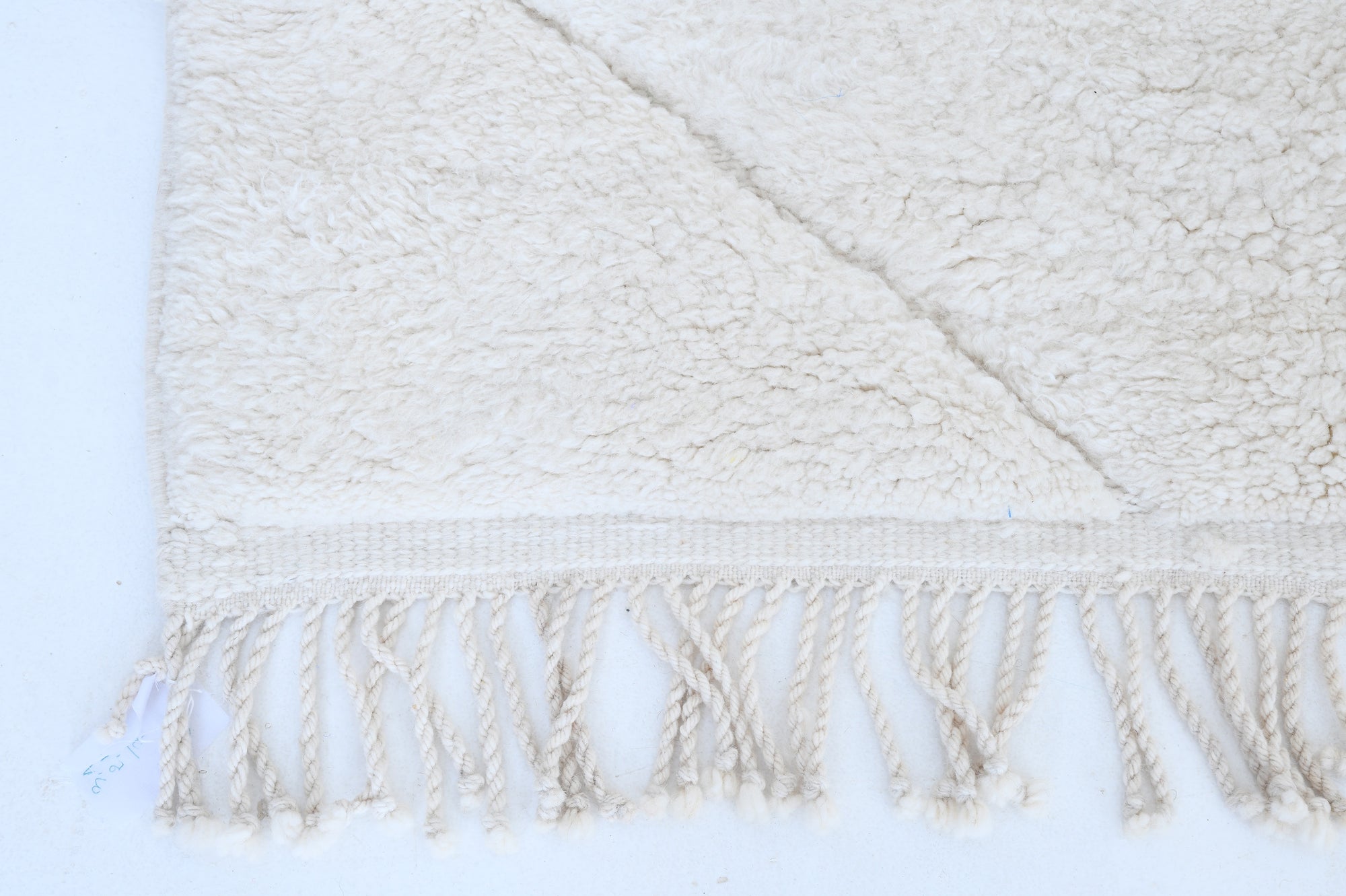 Moroccan custom rug from Beni Ourain, Wool and Thread, White