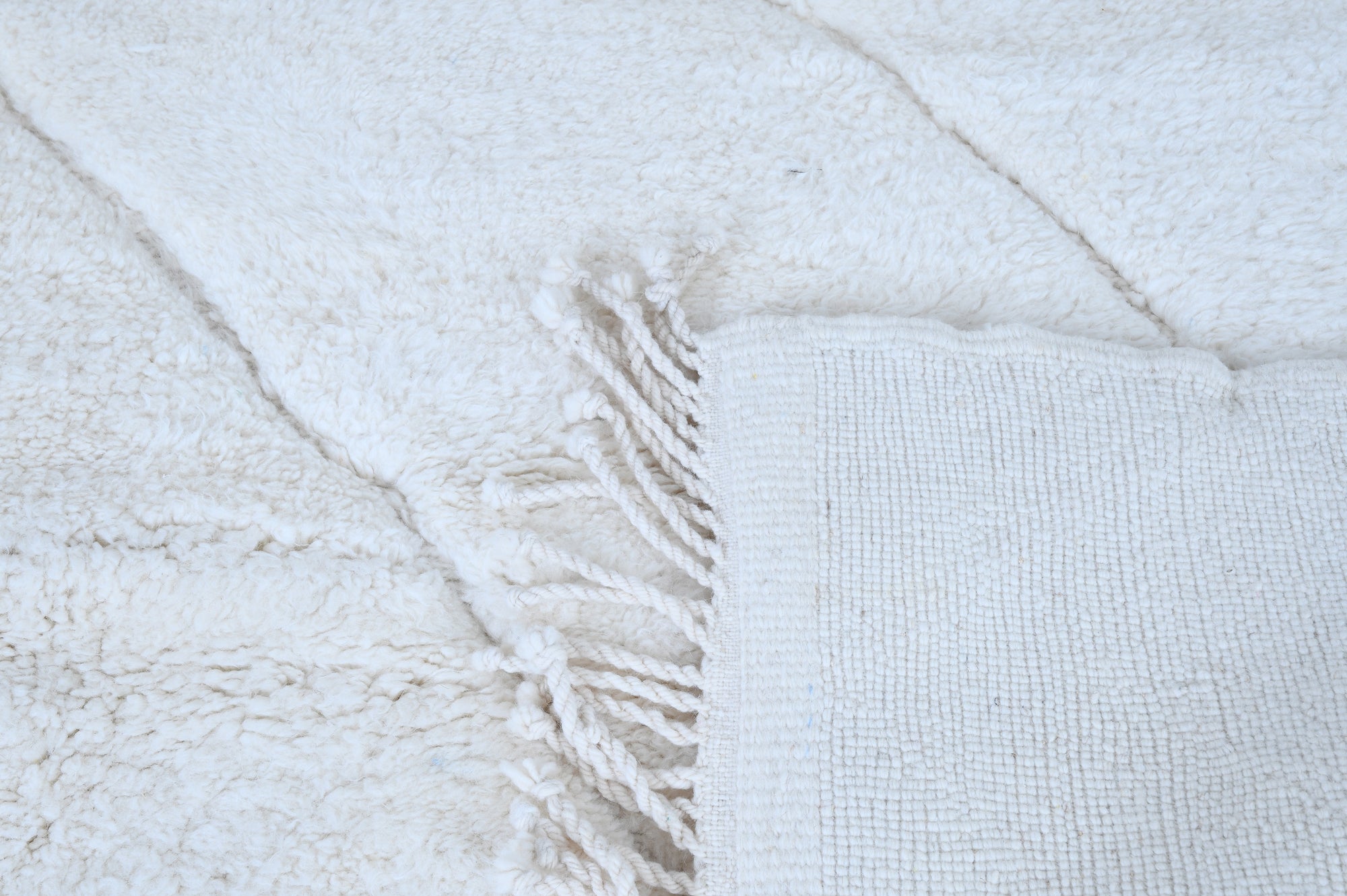 Moroccan custom rug from Beni Ourain, Wool and Thread, White