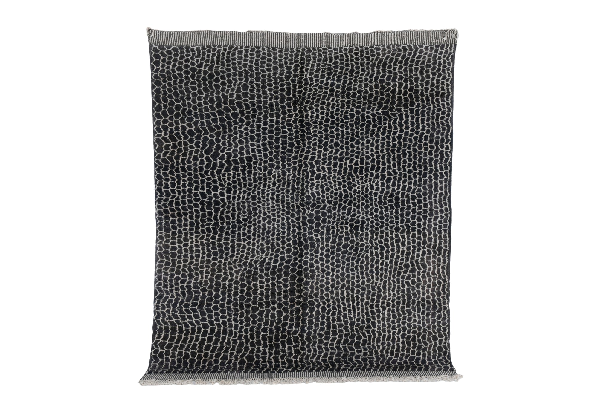 Moroccan custom rug from Beni Ourain, Wool and Thread, Black