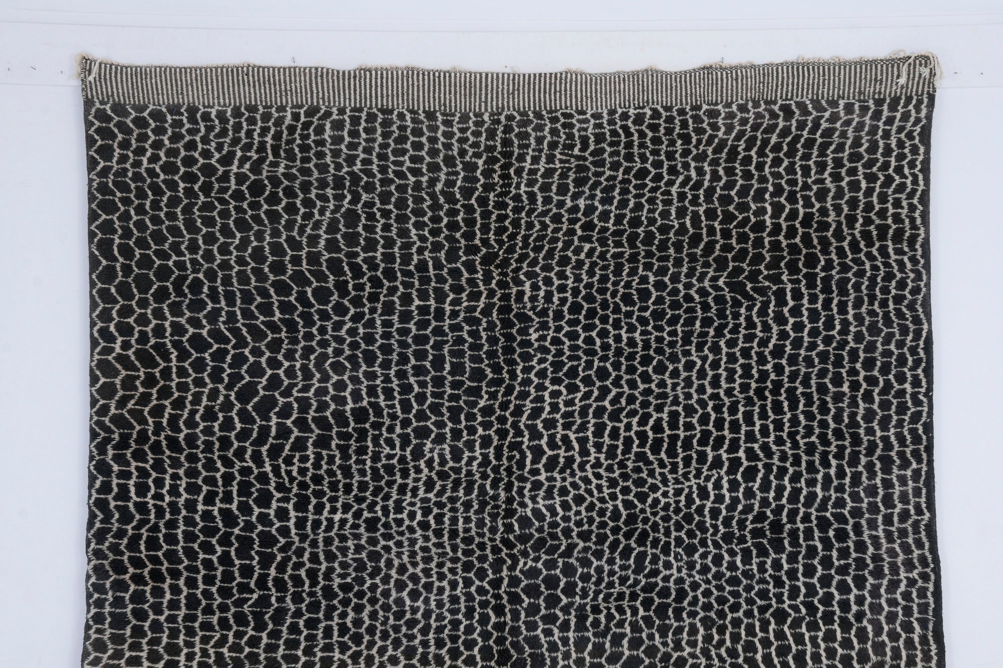 Moroccan custom rug from Beni Ourain, Wool and Thread, Black