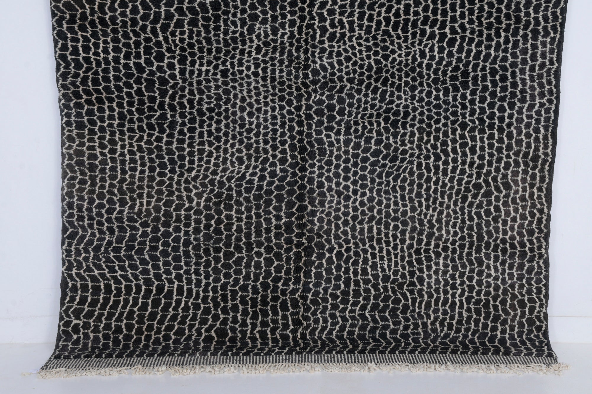 Moroccan custom rug from Beni Ourain, Wool and Thread, Black