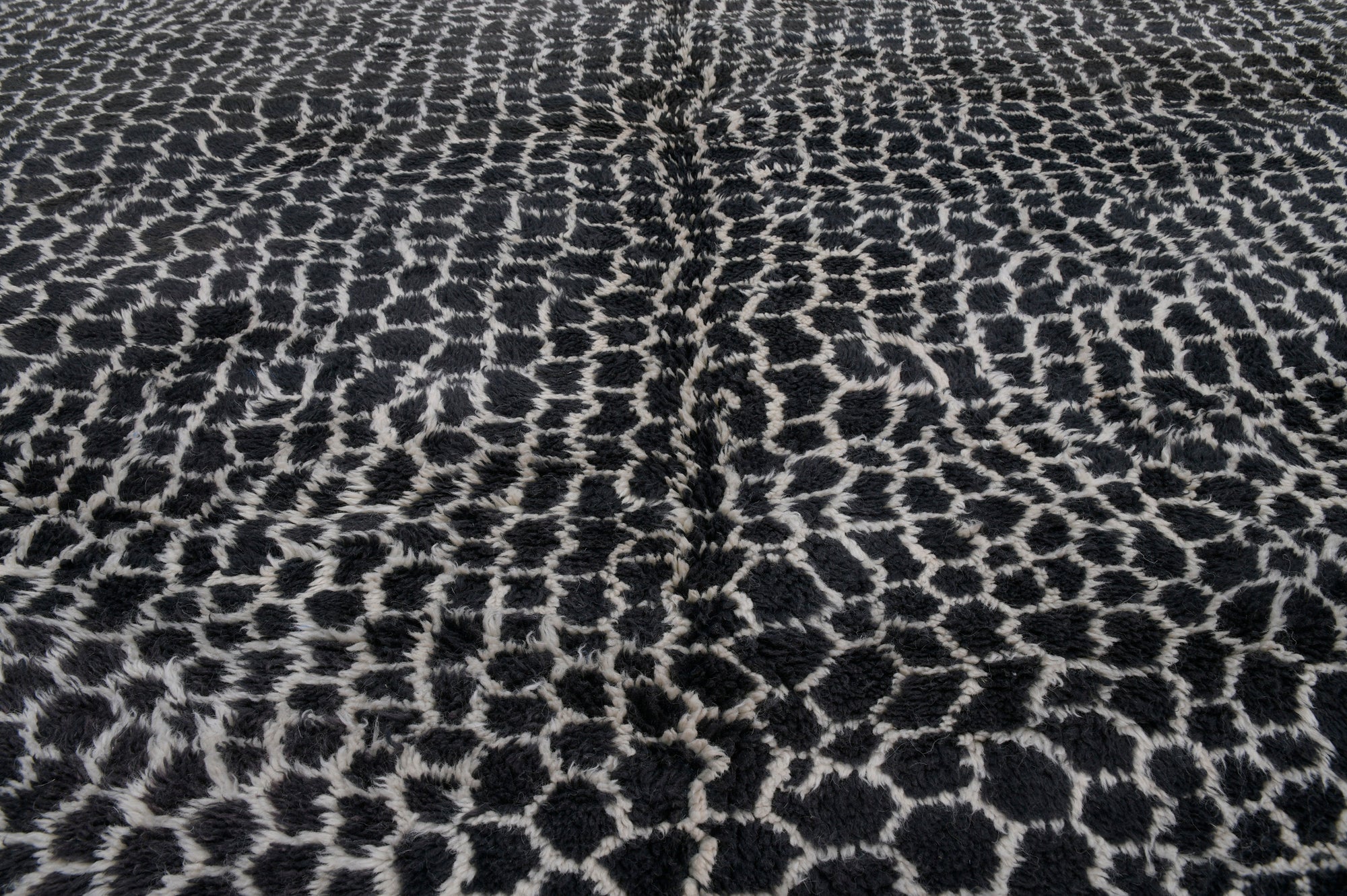 Moroccan custom rug from Beni Ourain, Wool and Thread, Black