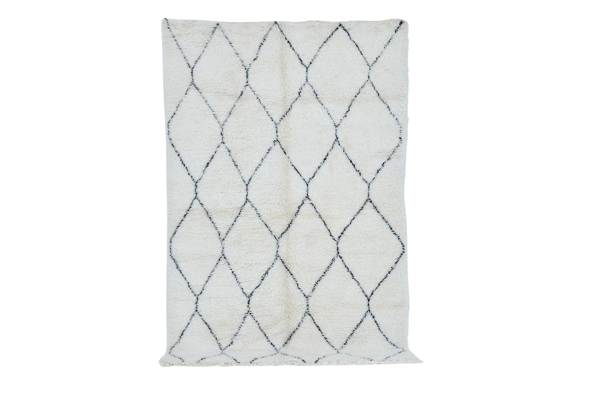 Moroccan custom rug from Beni Ourain, Wool and Thread, White