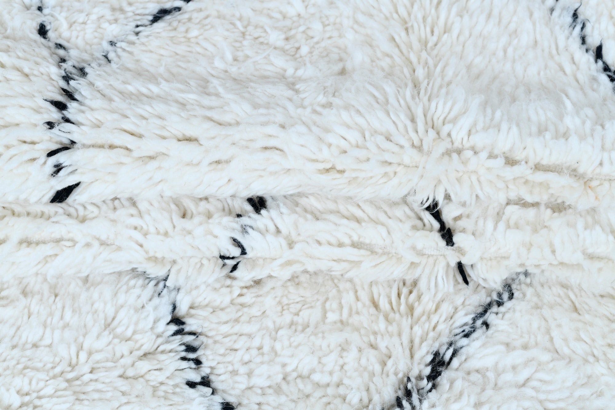 Moroccan custom rug from Beni Ourain, Wool and Thread, White