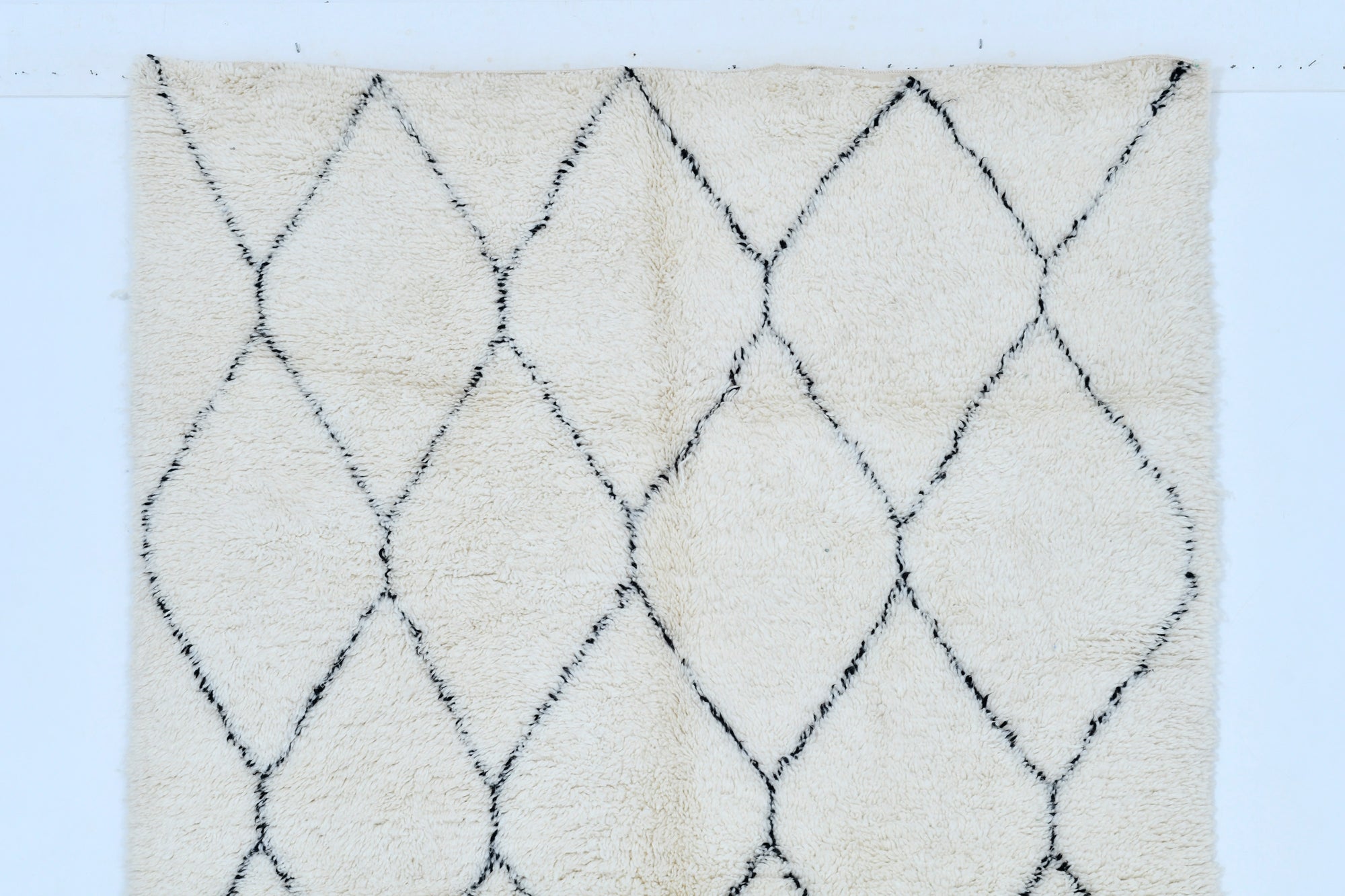Moroccan custom rug from Beni Ourain, Wool and Thread, White