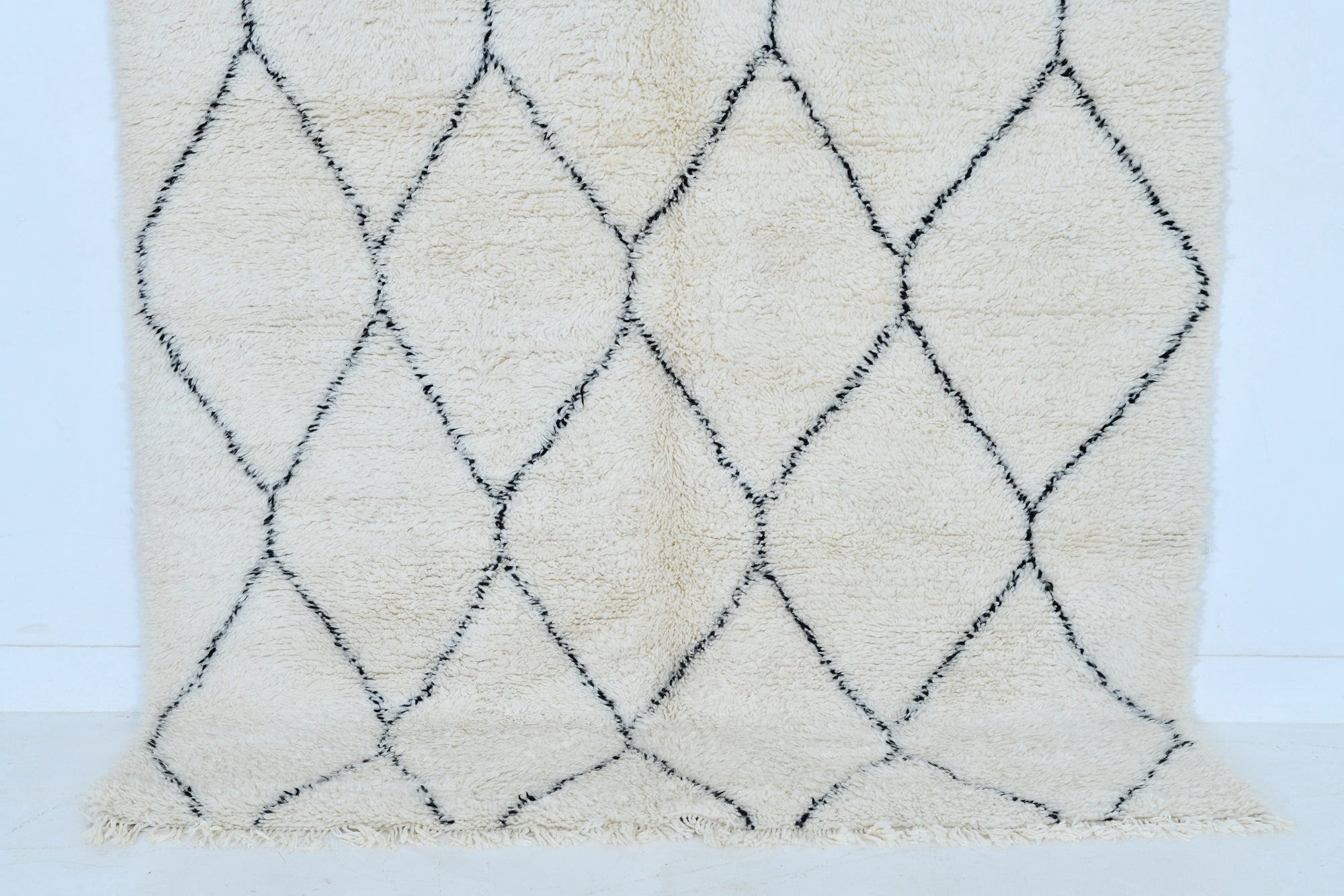 Moroccan custom rug from Beni Ourain, Wool and Thread, White