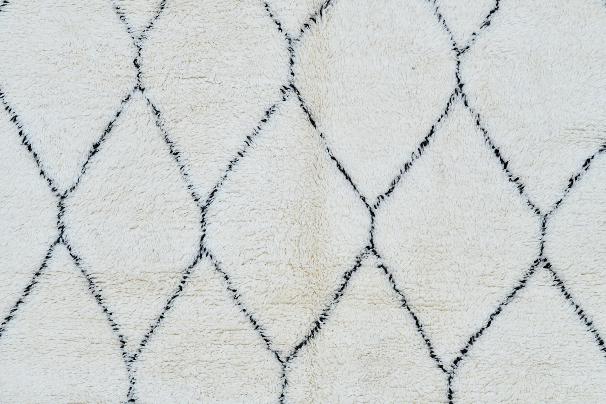 Moroccan custom rug from Beni Ourain, Wool and Thread, White