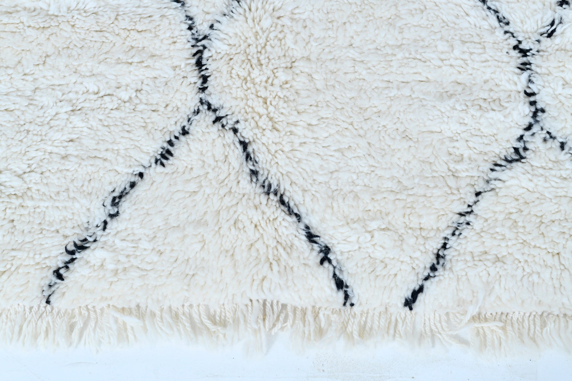 Moroccan custom rug from Beni Ourain, Wool and Thread, White