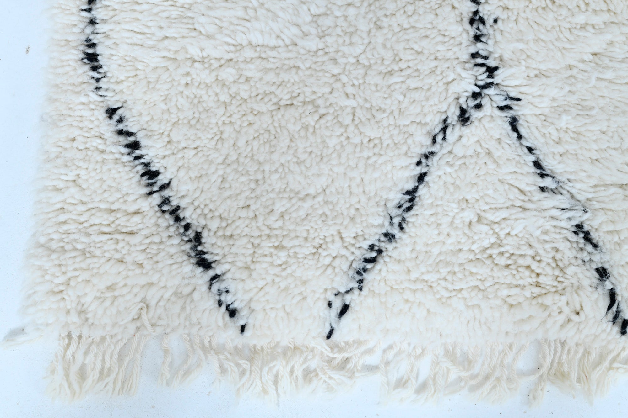 Moroccan custom rug from Beni Ourain, Wool and Thread, White