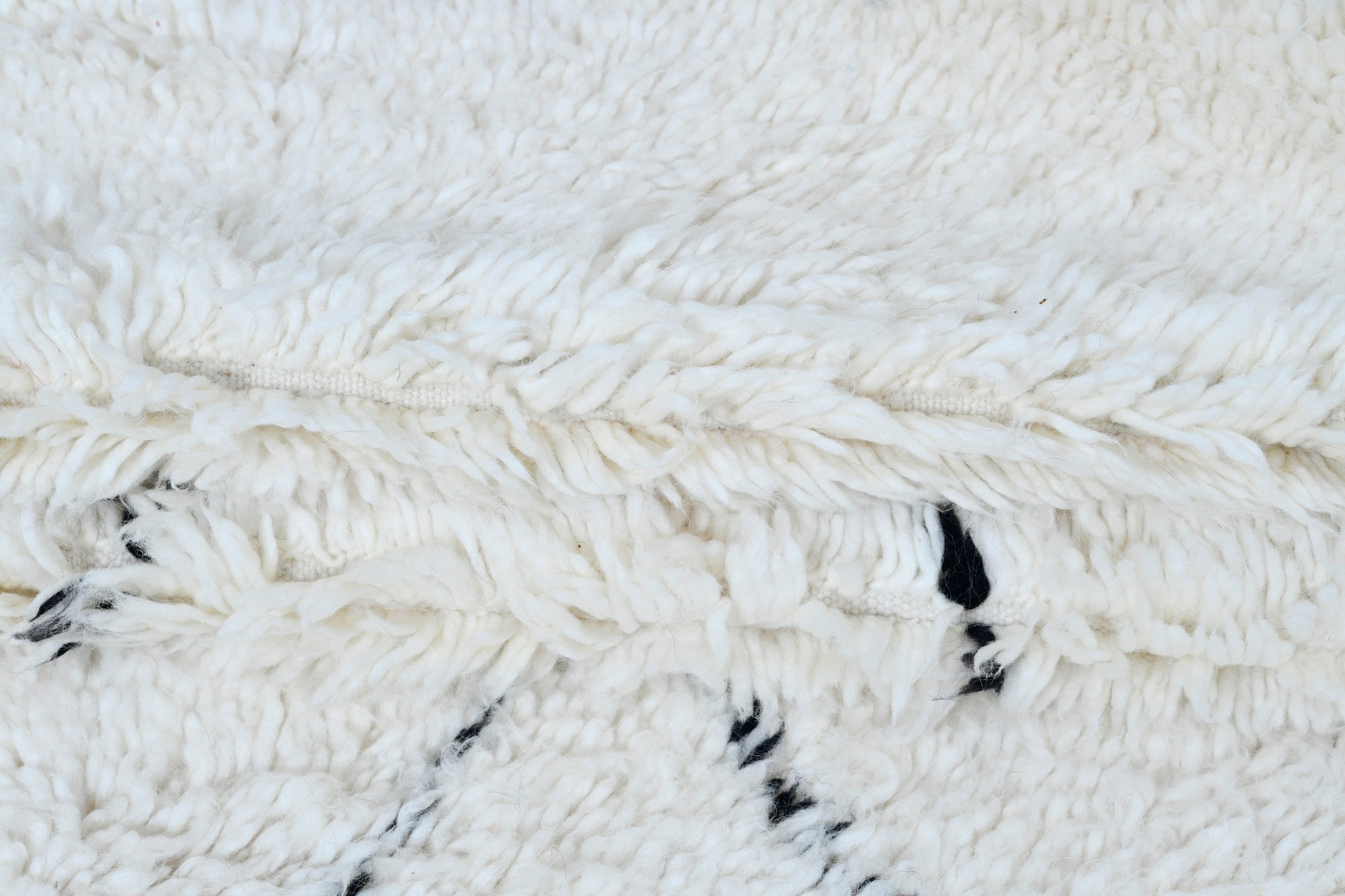 Moroccan custom rug from Beni Ourain, Wool and Thread, black and white