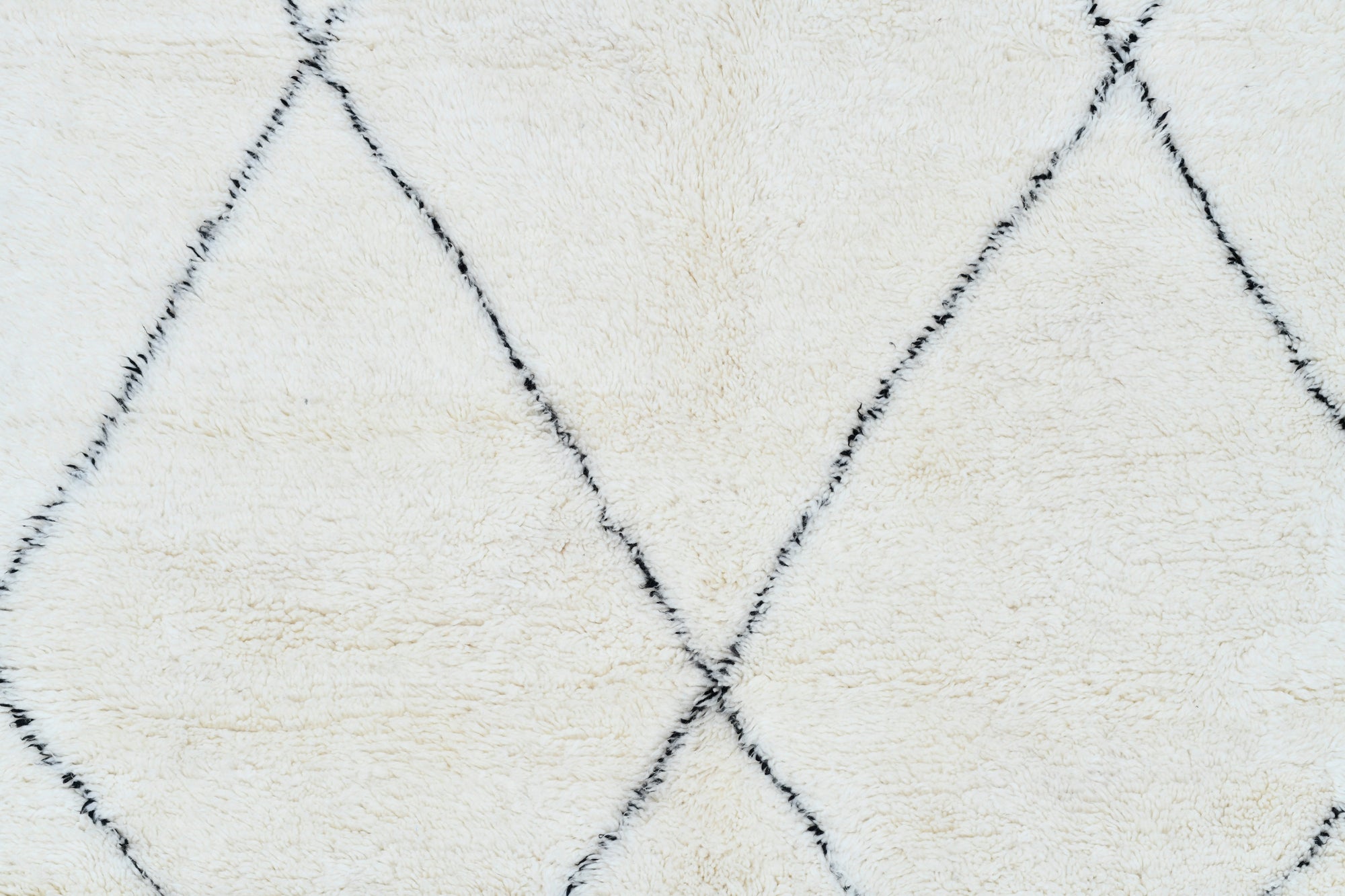 Moroccan custom rug from Beni Ourain, Wool and Thread, black and white