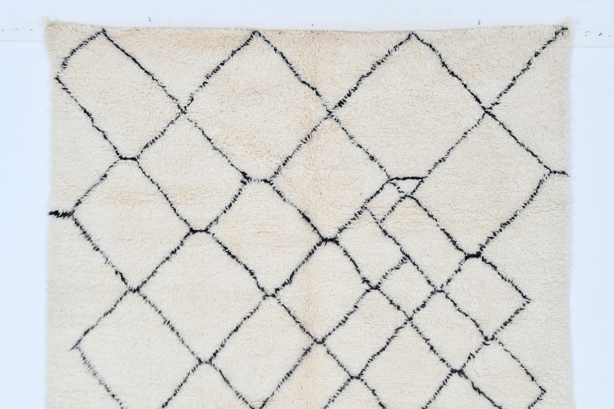 Moroccan custom rug from Beni Ourain, Wool and Thread, black and white