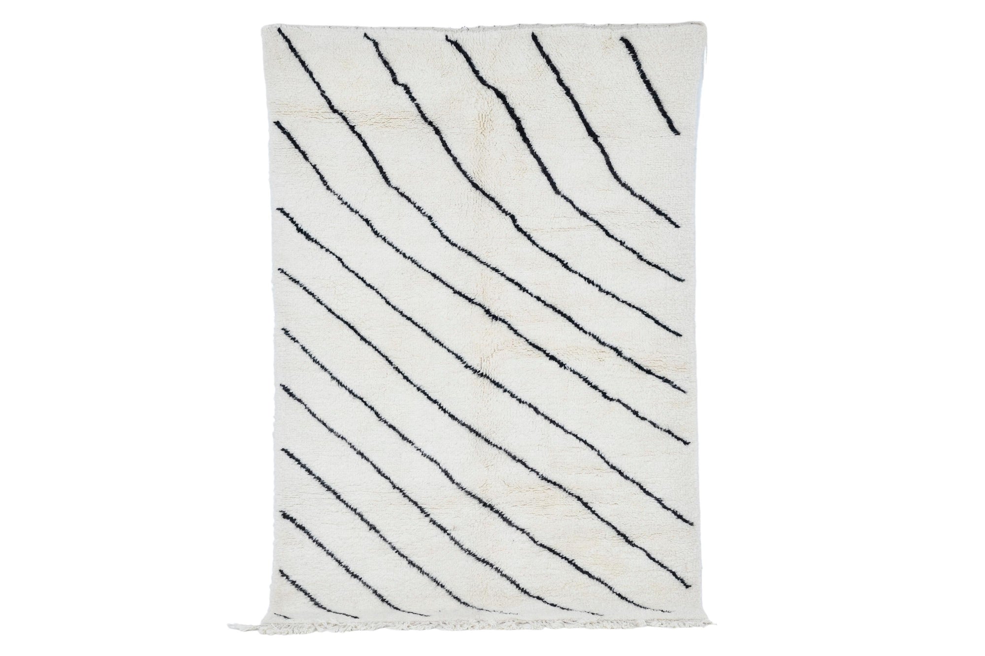 Moroccan custom rug from Beni Ourain, Wool and Thread, black and white