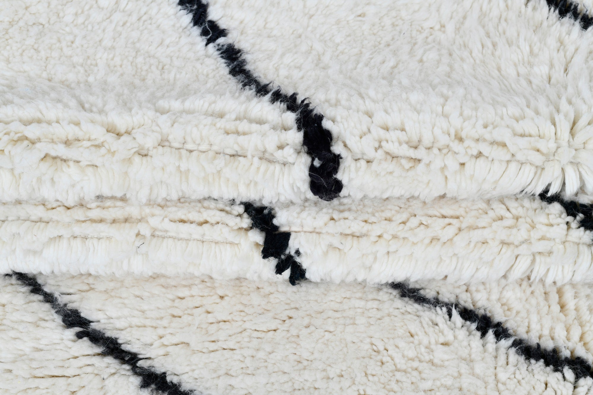 Moroccan custom rug from Beni Ourain, Wool and Thread, black and white