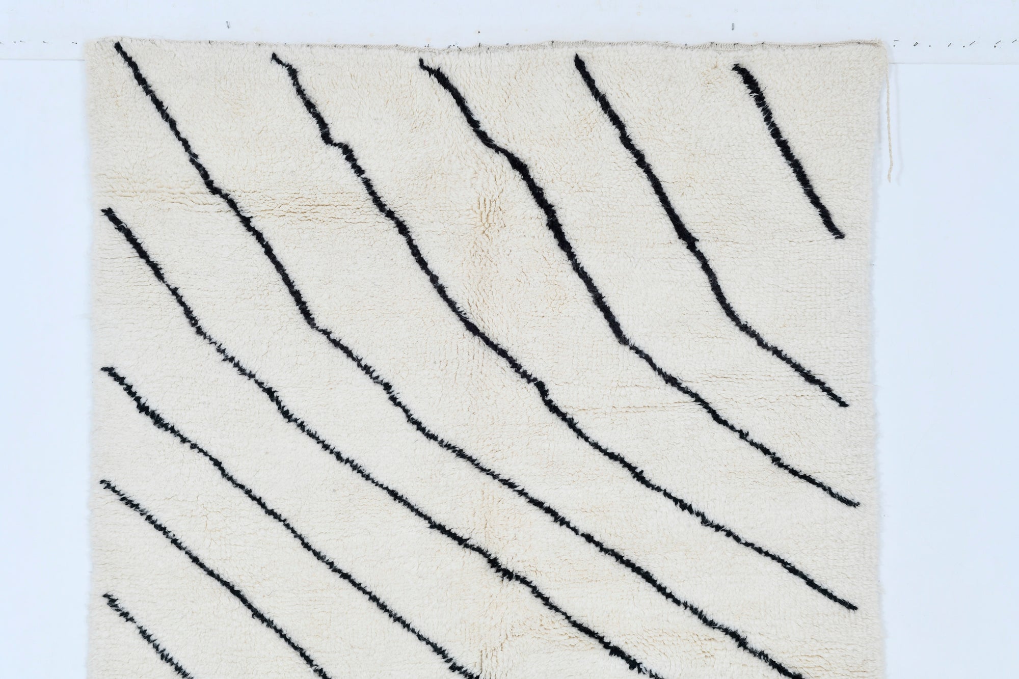 Moroccan custom rug from Beni Ourain, Wool and Thread, black and white