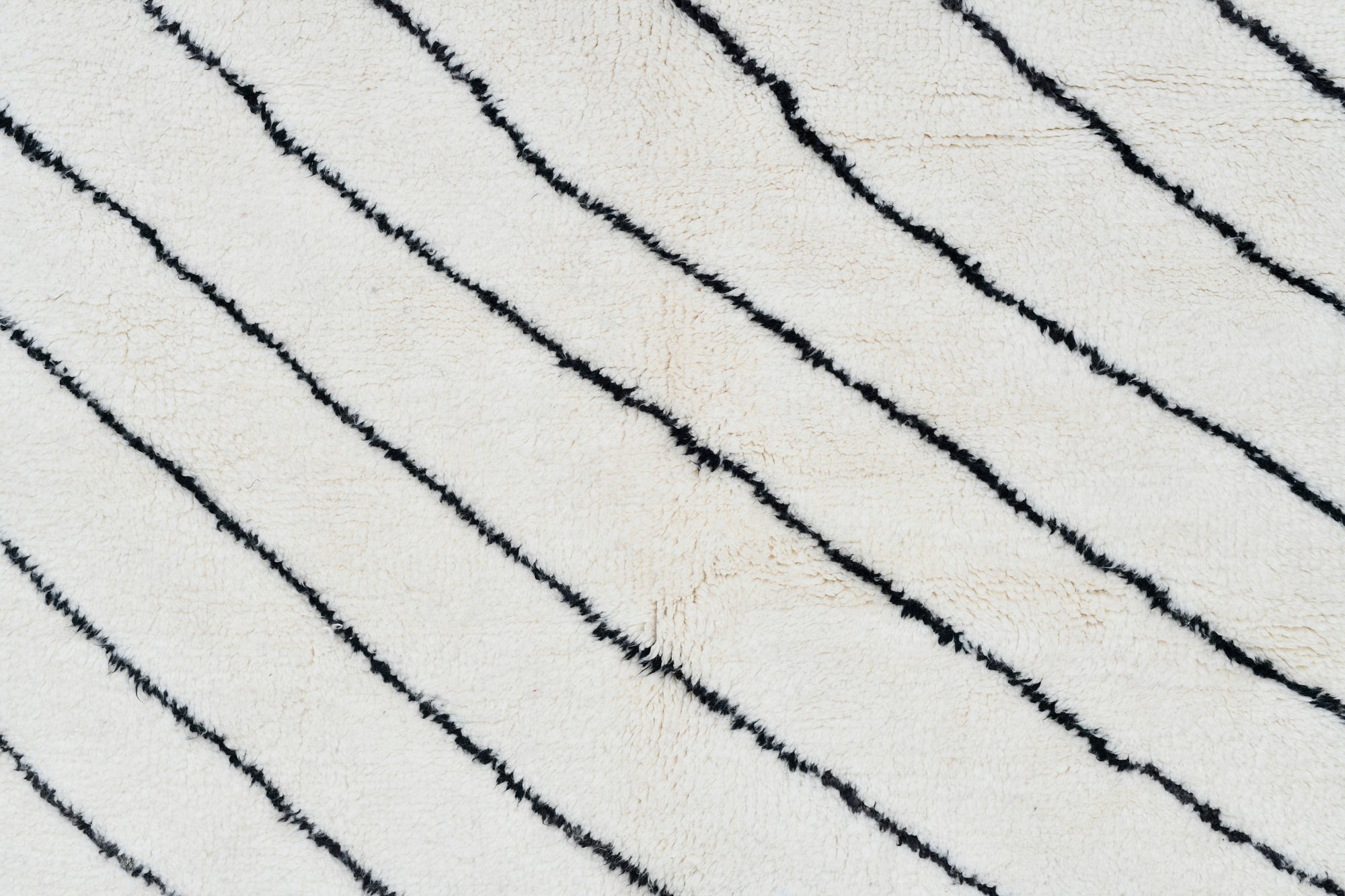 Moroccan custom rug from Beni Ourain, Wool and Thread, black and white