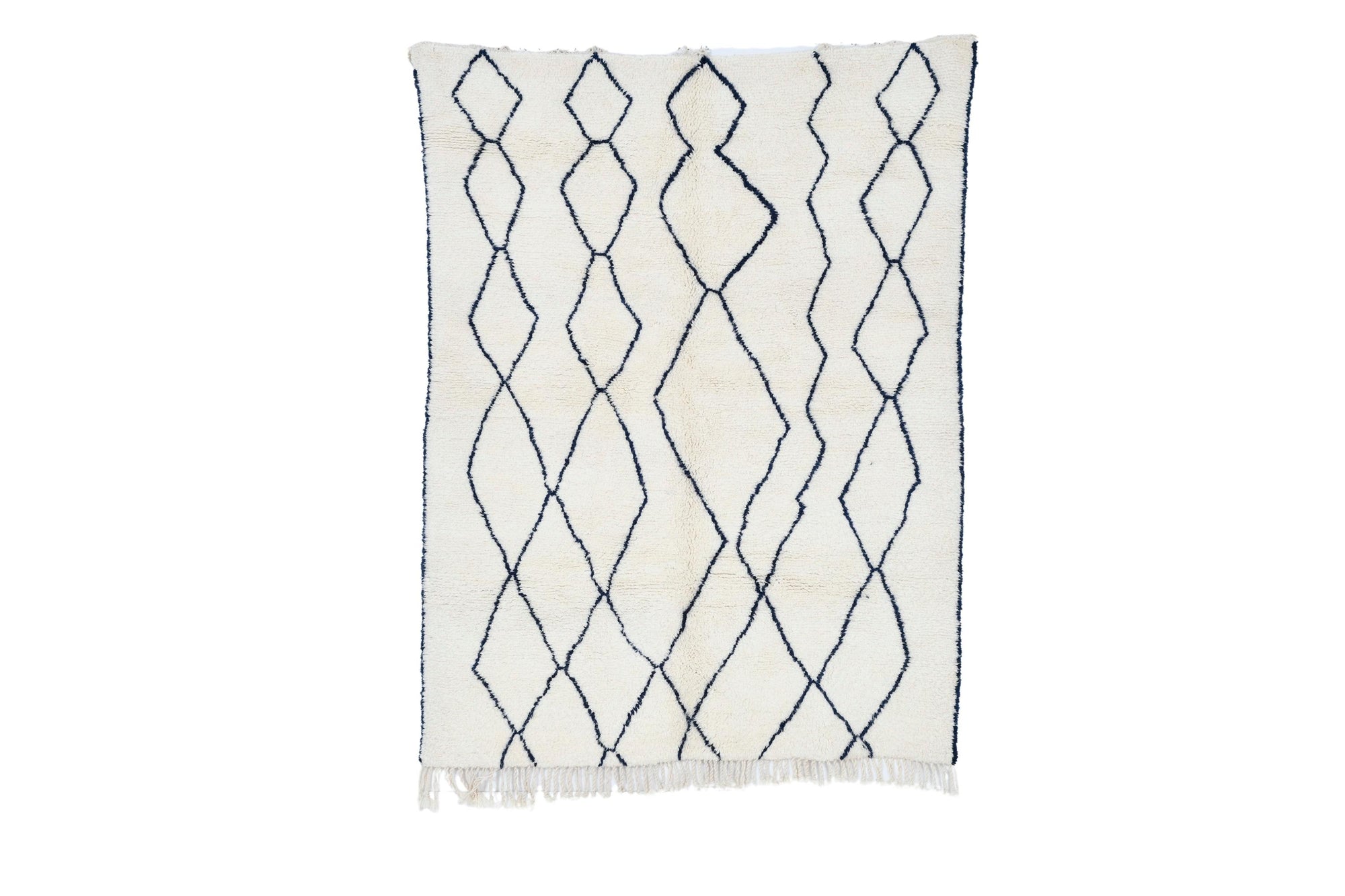 Moroccan custom rug from Beni Ourain, Wool and Thread, White
