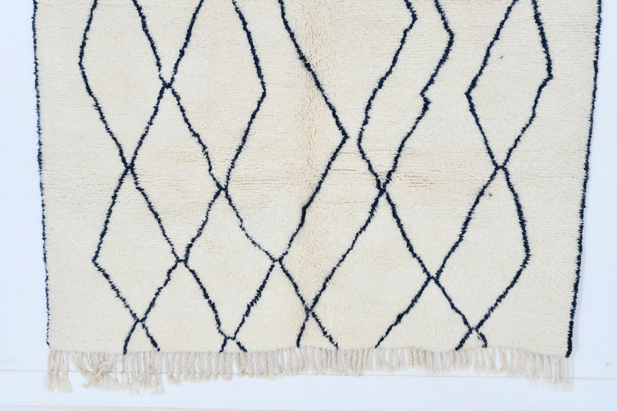 Moroccan custom rug from Beni Ourain, Wool and Thread, White