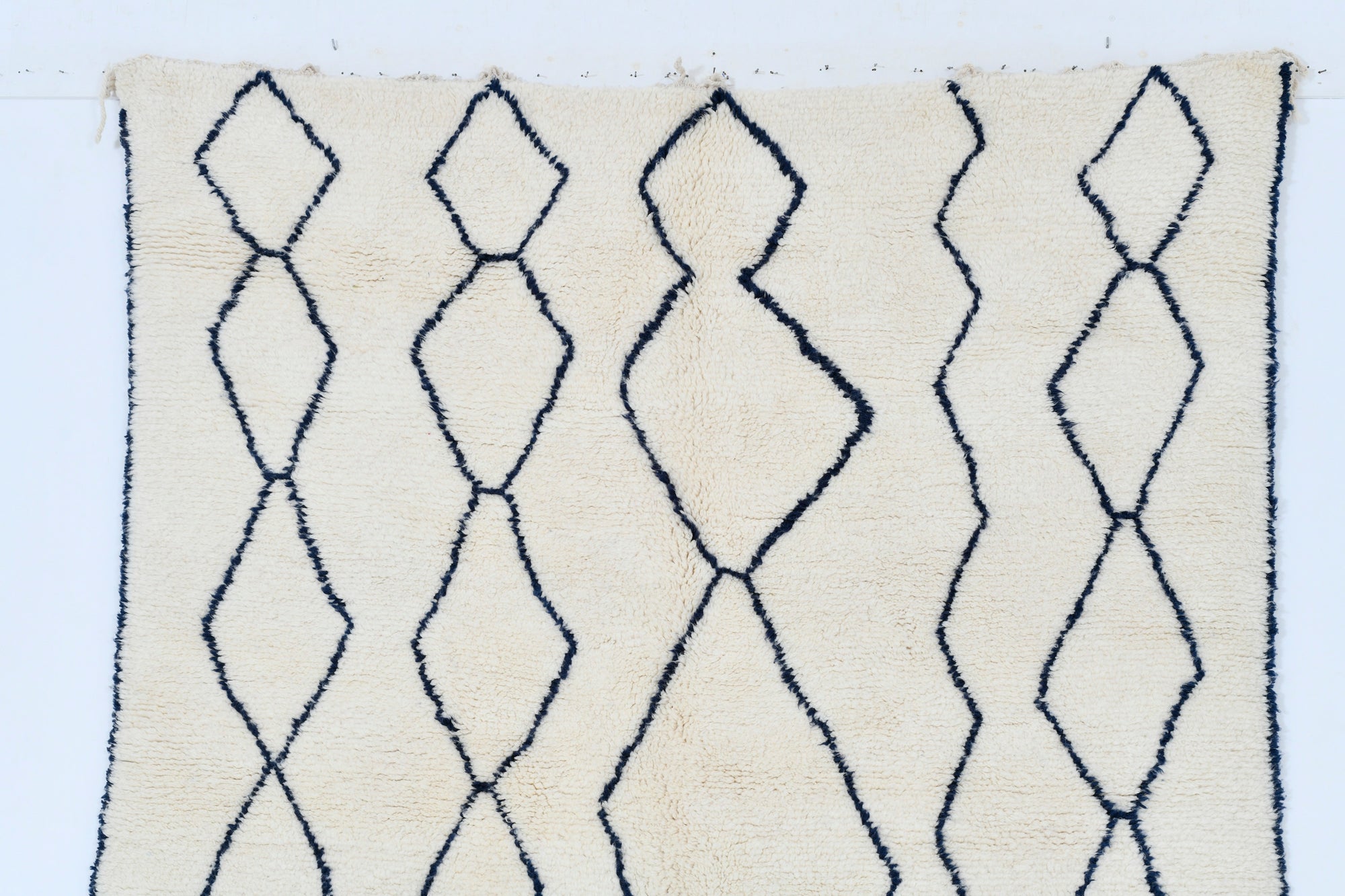 Moroccan custom rug from Beni Ourain, Wool and Thread, White