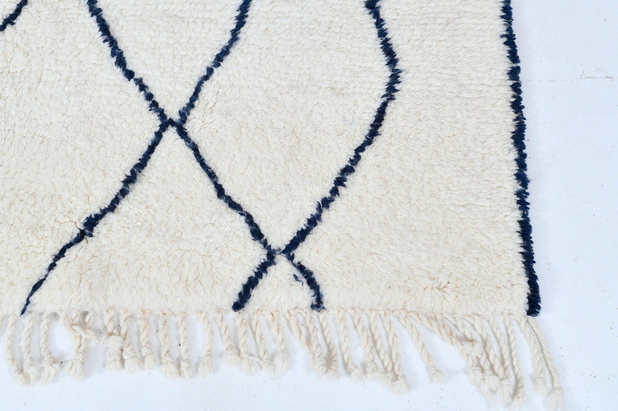 Moroccan custom rug from Beni Ourain, Wool and Thread, White