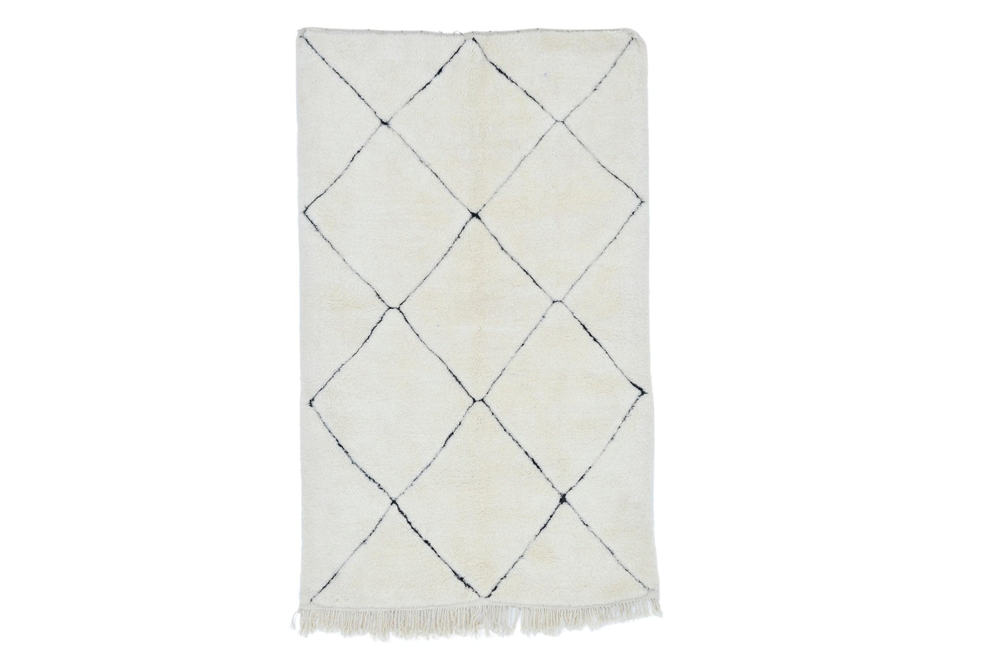 Moroccan custom rug from Beni Ourain, Wool and Thread, White