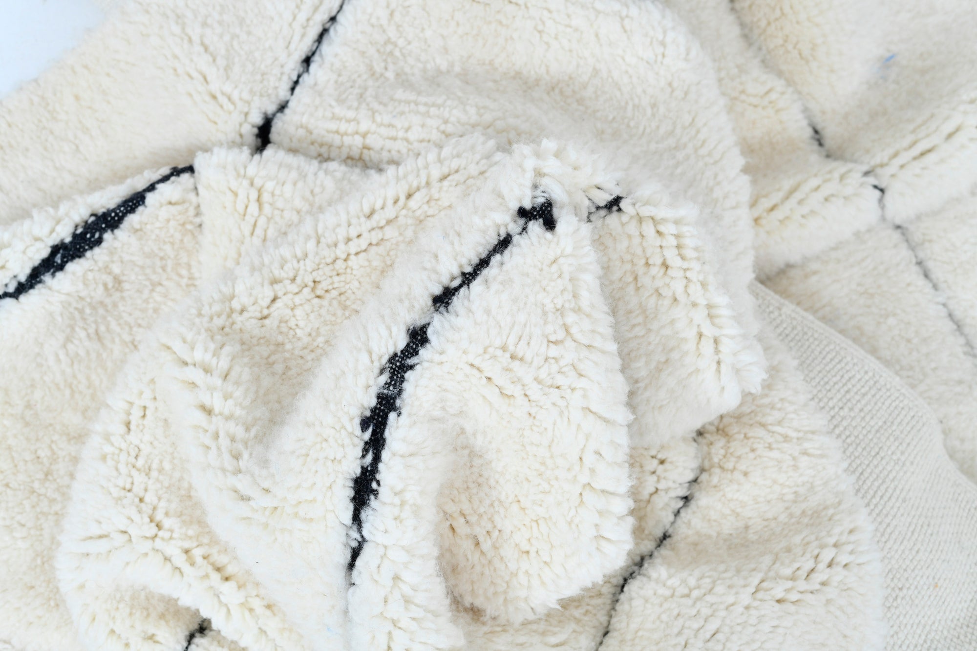Moroccan custom rug from Beni Ourain, Wool and Thread, White