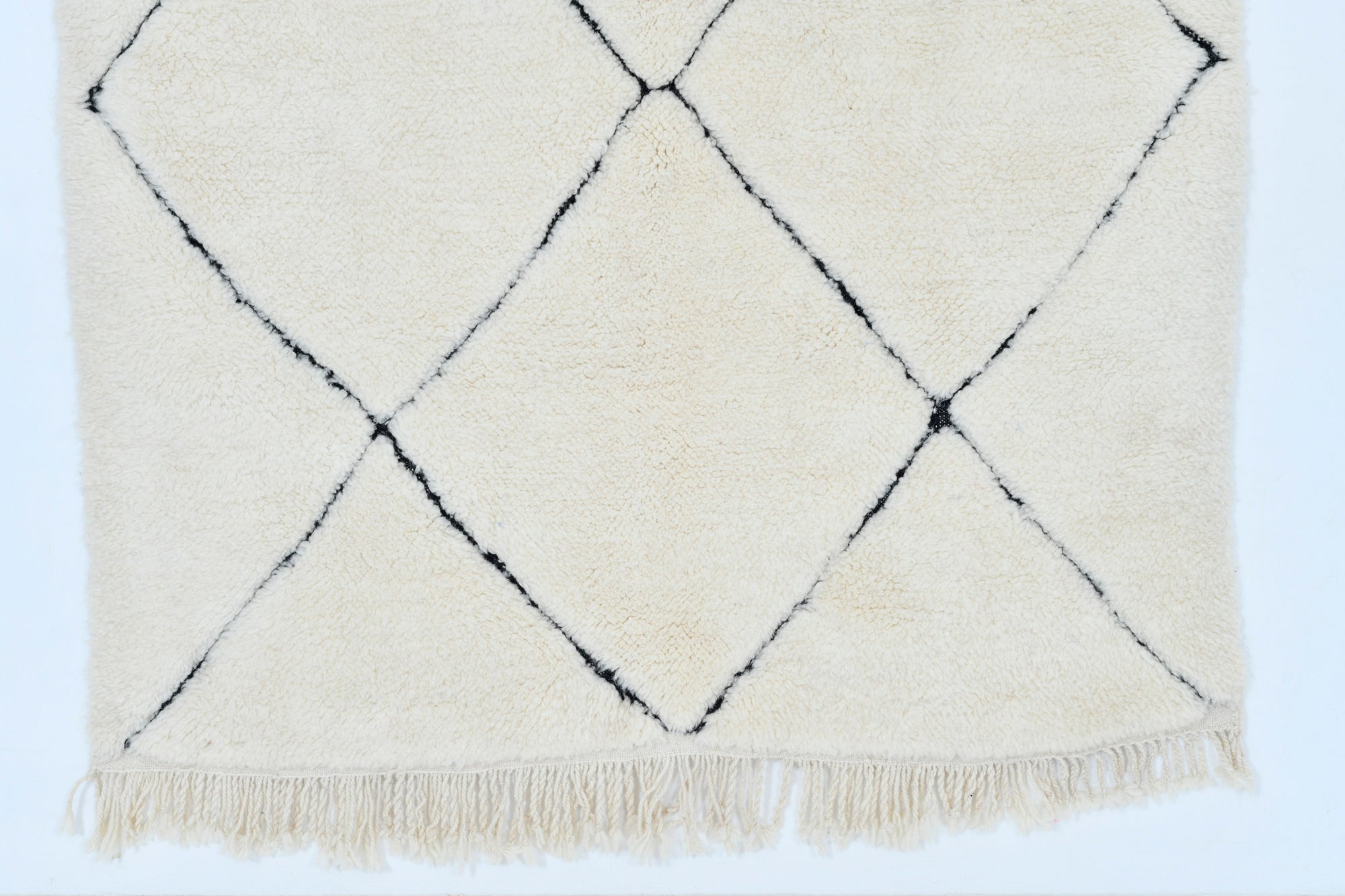 Moroccan custom rug from Beni Ourain, Wool and Thread, White