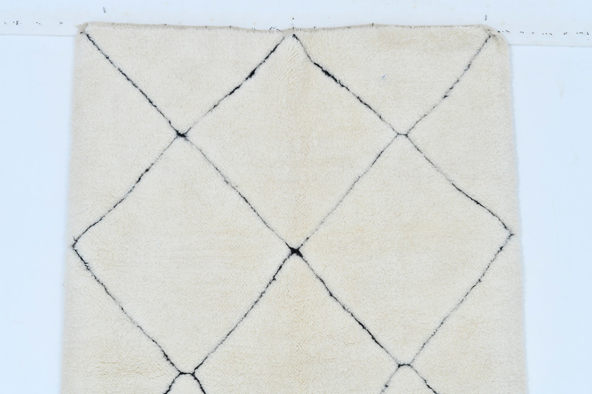 Moroccan custom rug from Beni Ourain, Wool and Thread, White