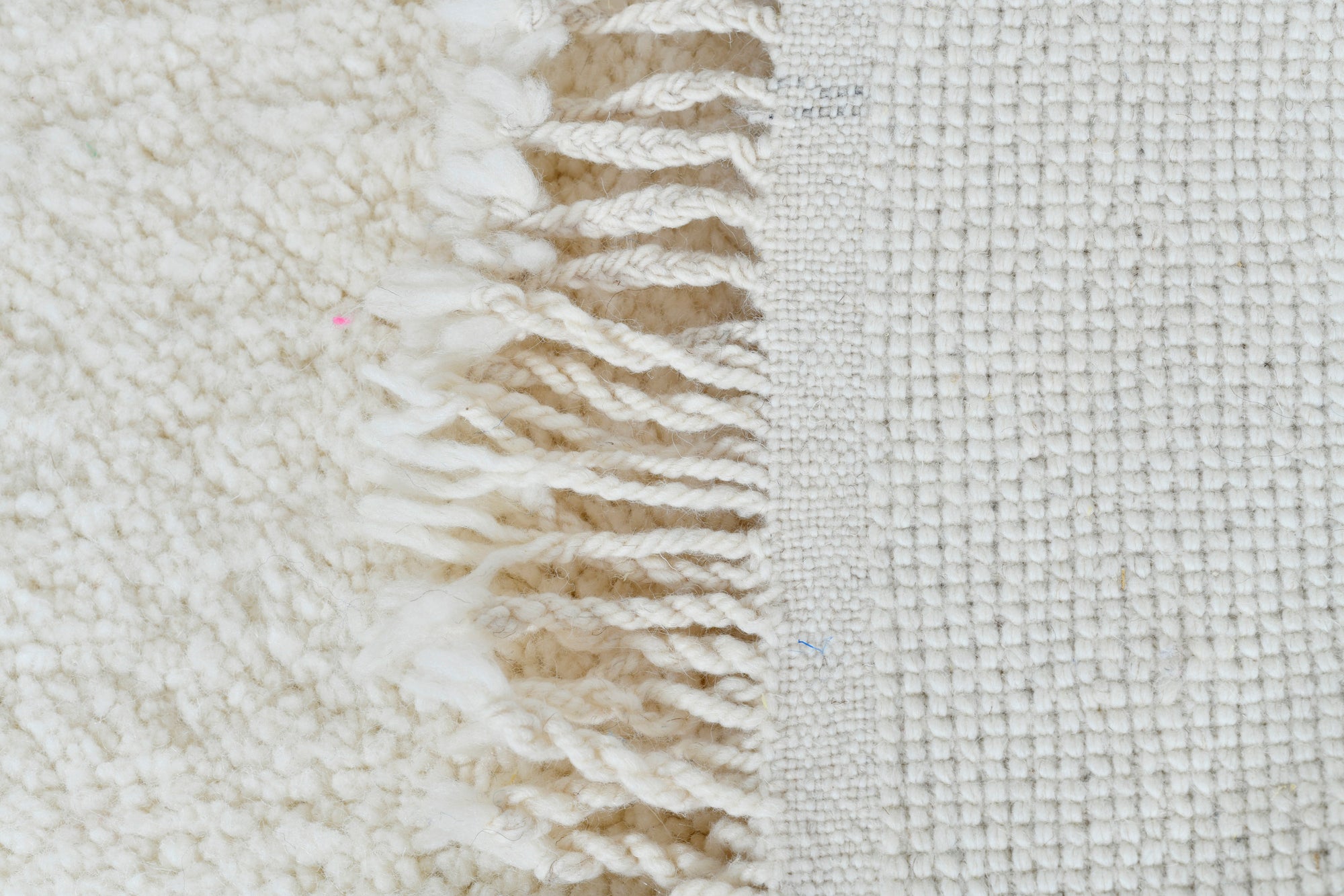 Moroccan custom rug from Beni Ourain, Wool and Thread, White