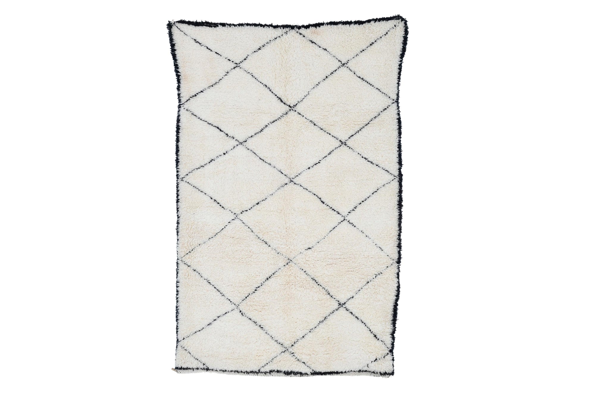 Moroccan custom rug from Beni Ourain, Wool and Thread, White