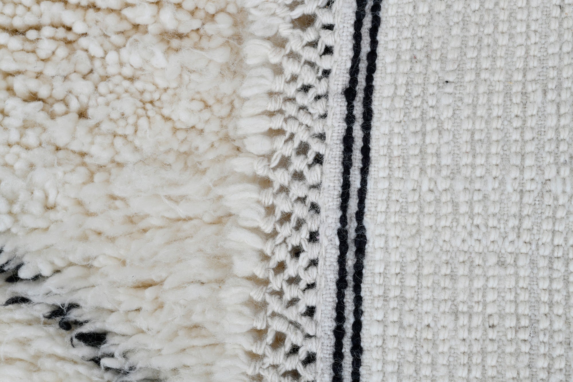 Moroccan custom rug from Beni Ourain, Wool and Thread, White
