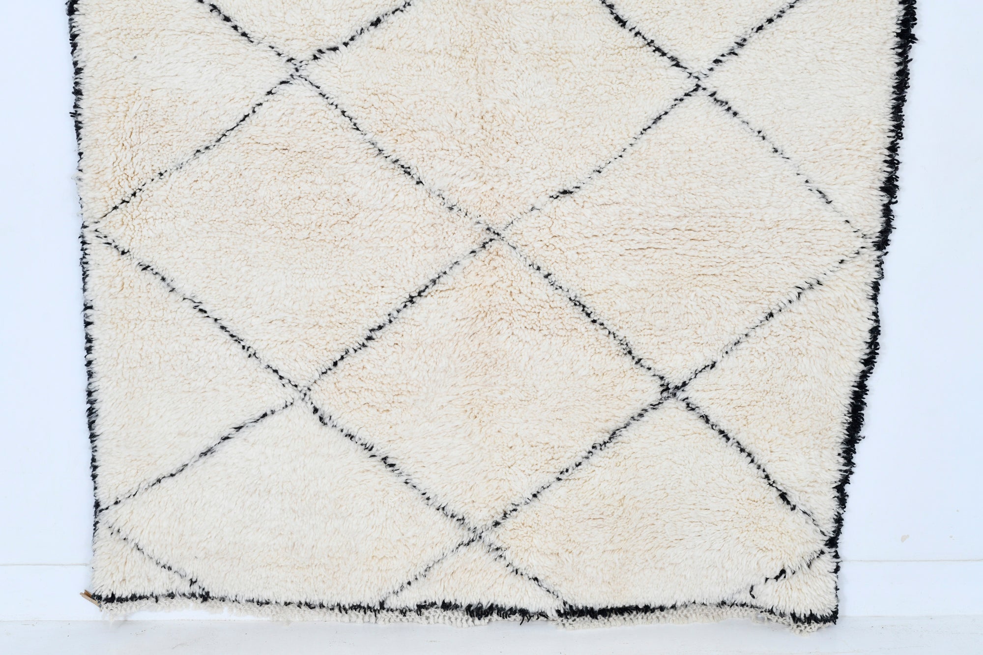 Moroccan custom rug from Beni Ourain, Wool and Thread, White