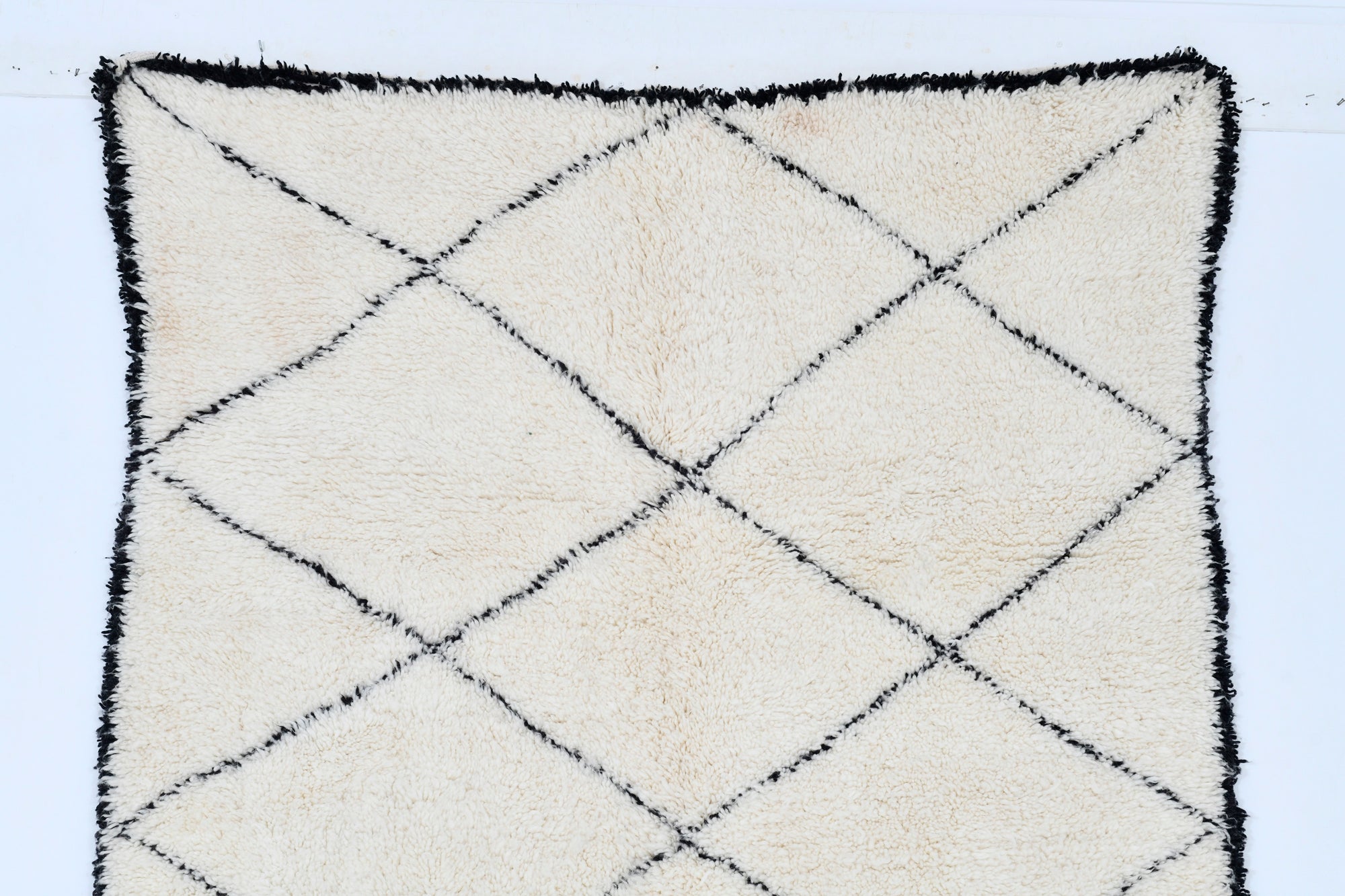 Moroccan custom rug from Beni Ourain, Wool and Thread, White
