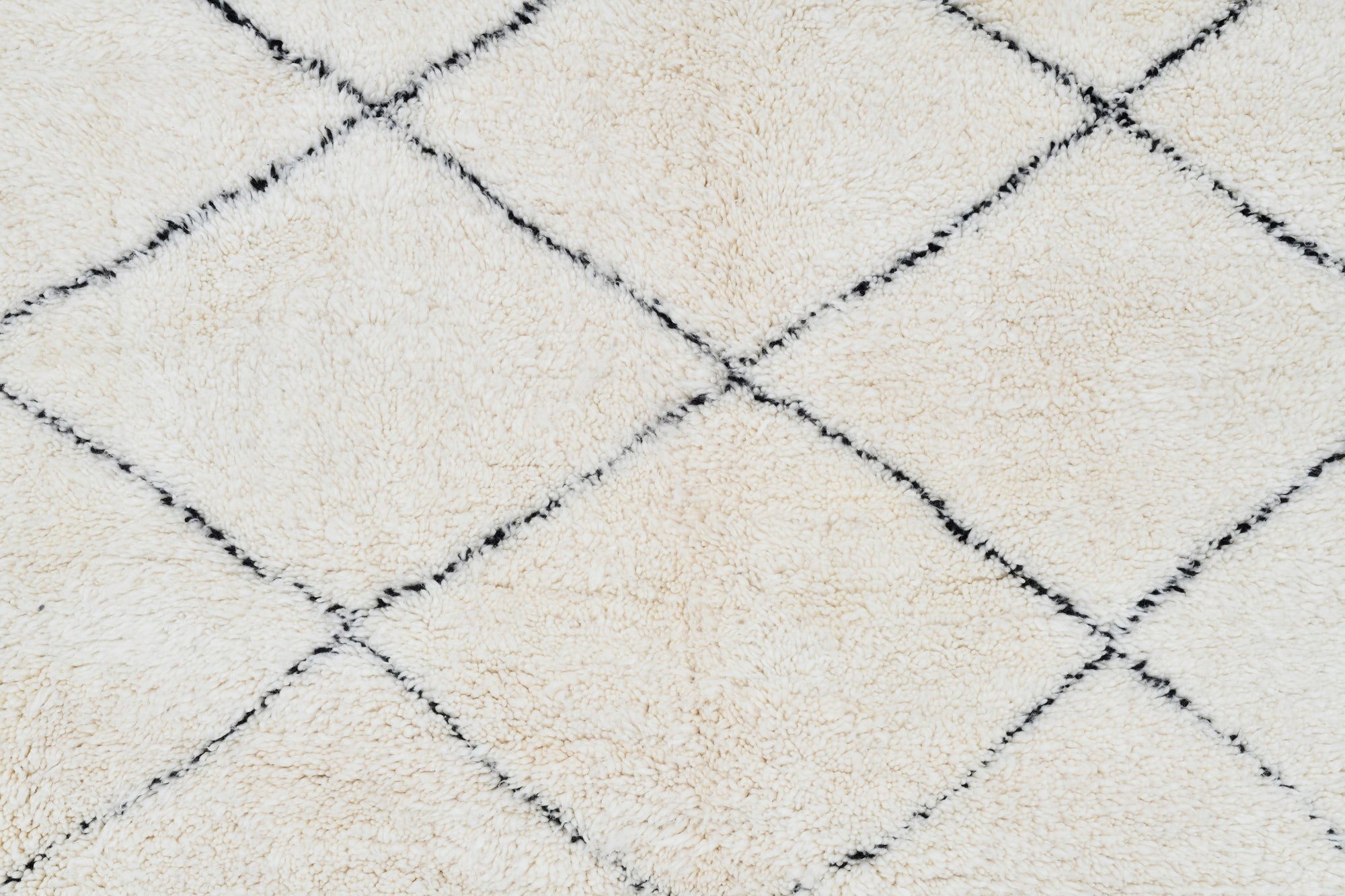 Moroccan custom rug from Beni Ourain, Wool and Thread, White