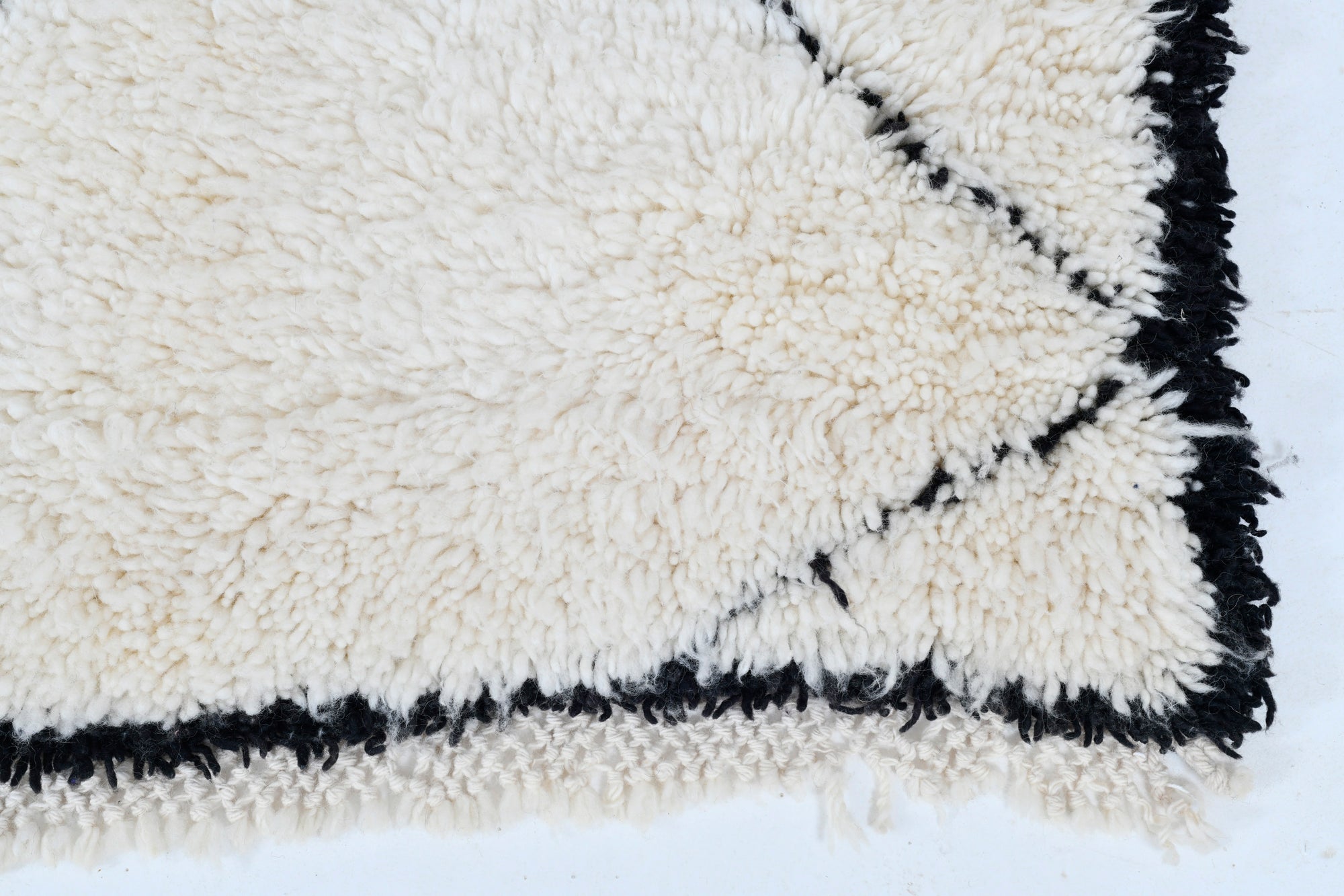 Moroccan custom rug from Beni Ourain, Wool and Thread, White