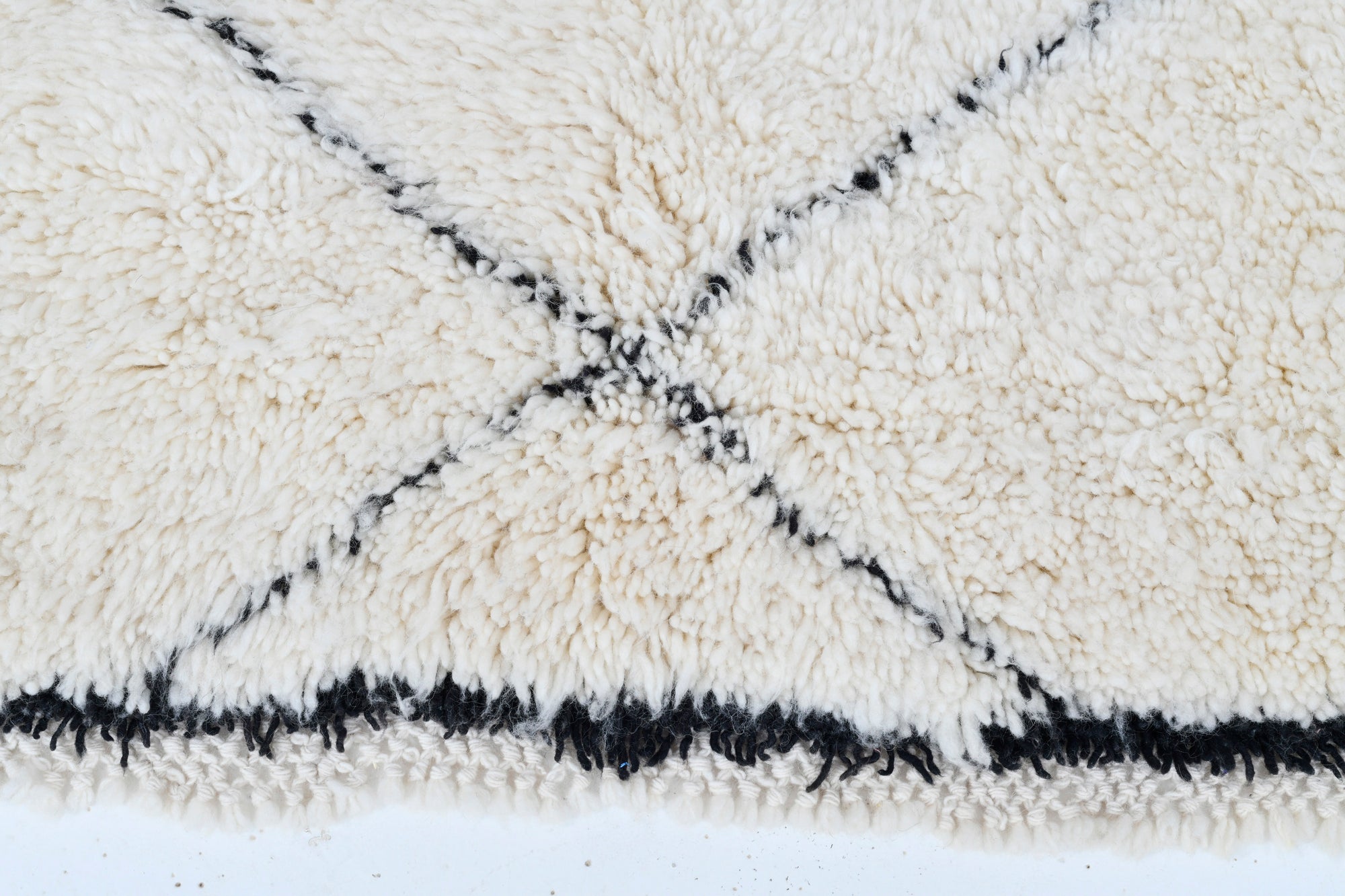Moroccan custom rug from Beni Ourain, Wool and Thread, White