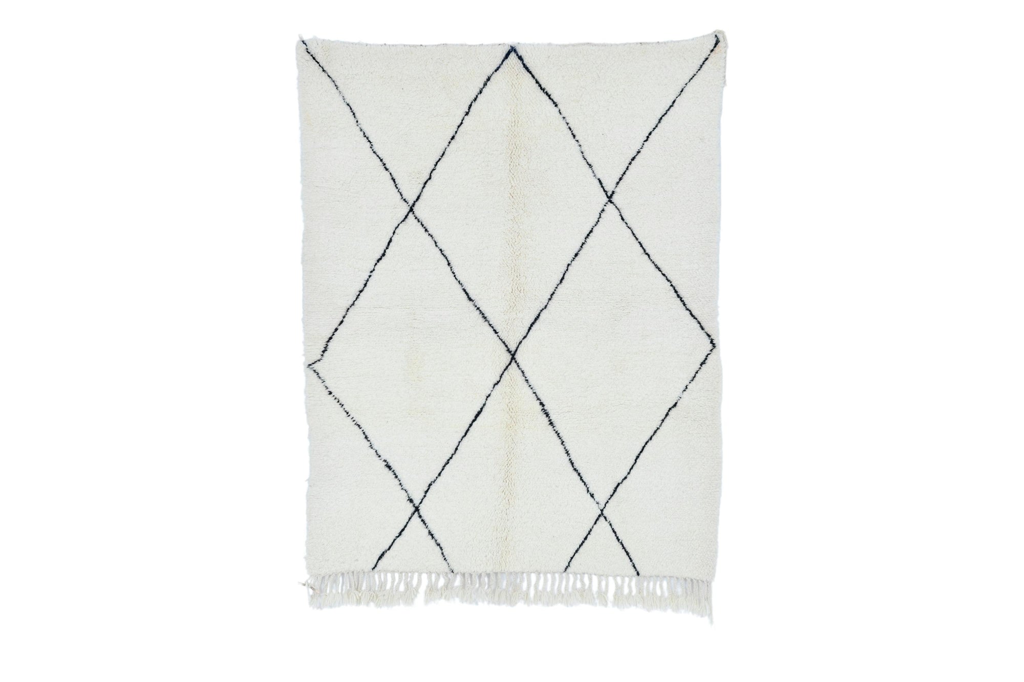 Moroccan custom rug from Beni Ourain, Wool and Thread, black and white