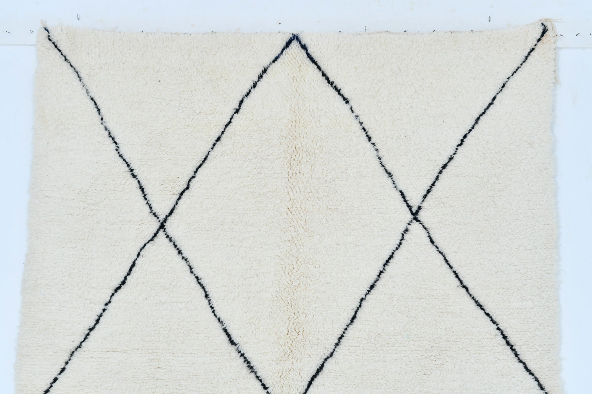 Moroccan custom rug from Beni Ourain, Wool and Thread, black and white