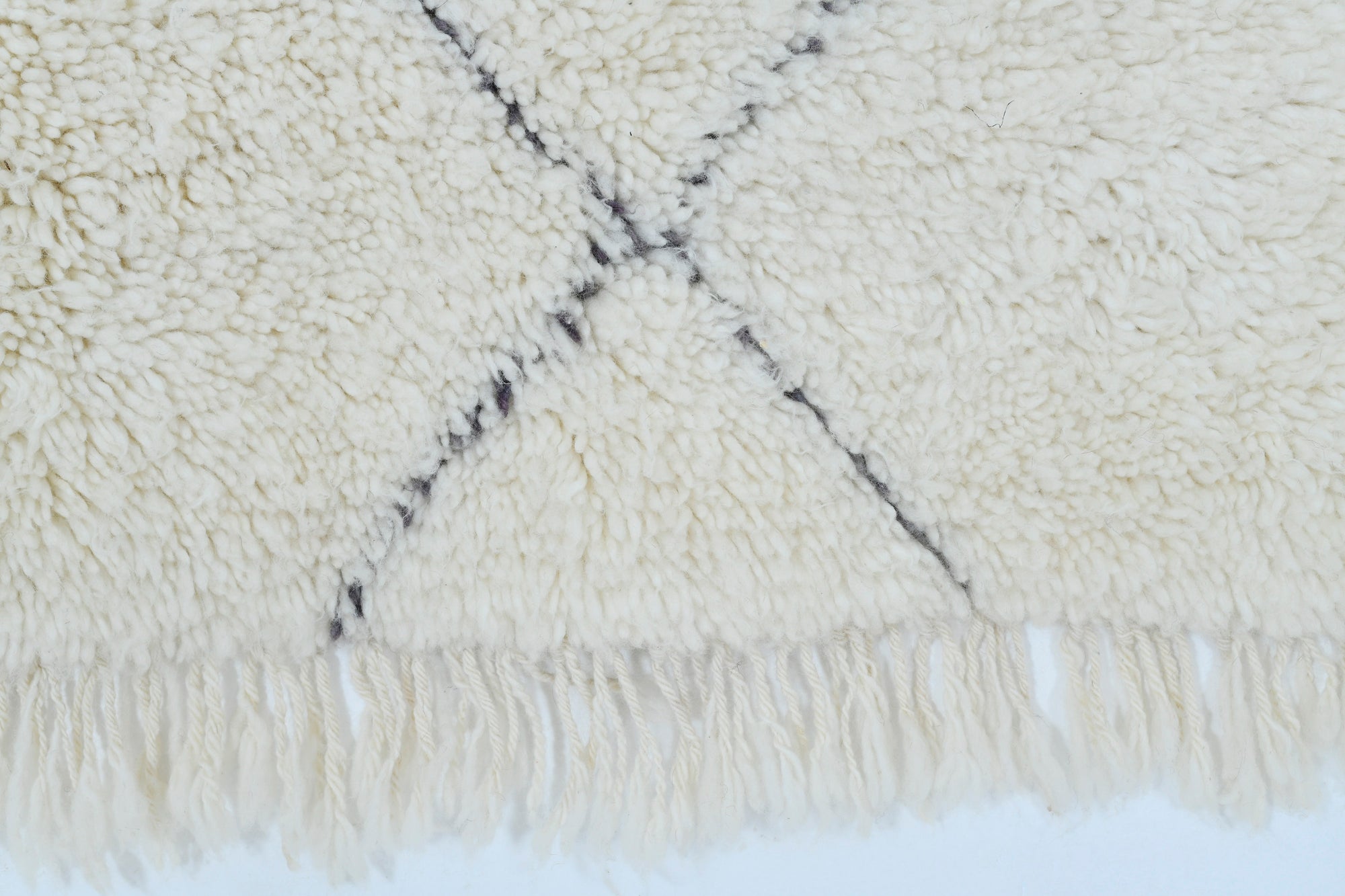 Moroccan custom rug from Beni Ourain, Wool and Thread, black and white